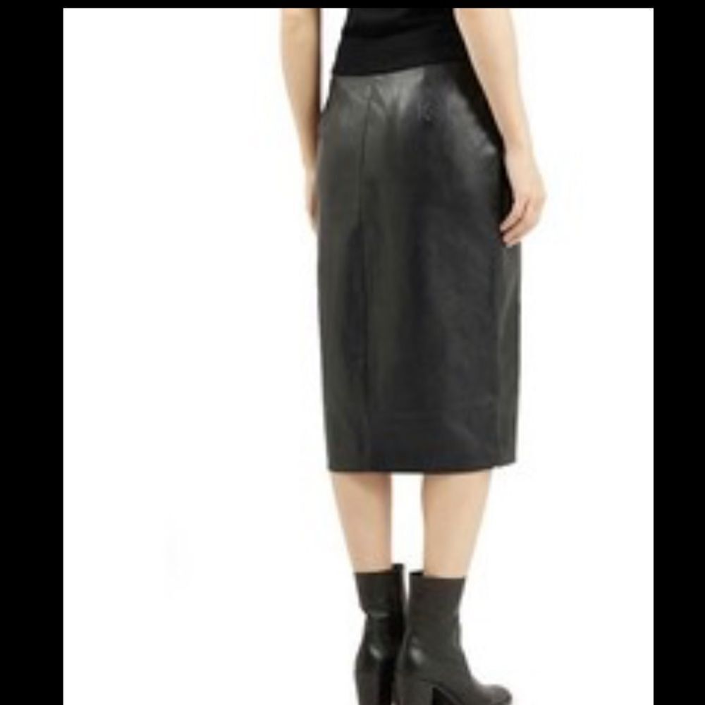 Topshop faux leather midi skirt w/ front slit - Picture 3 of 8